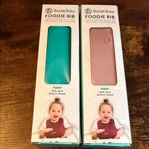 Silicone Bib Set - Teal and Pink